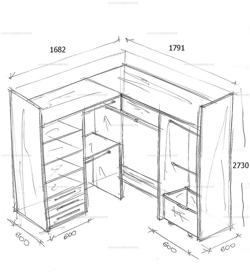 Как нарисовать схематично гардеробную