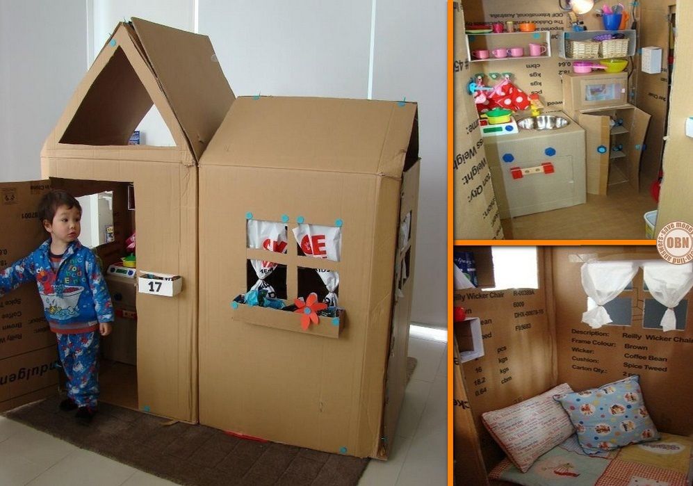 Сделать домик из коробки своими руками. Домик из картонной коробки. Домик из картона для детей. Детский домик из коробок. Домик из коробки маленький.