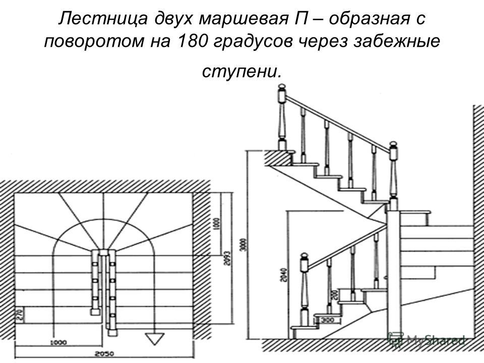 Лестница с забежными ступенями чертеж автокад