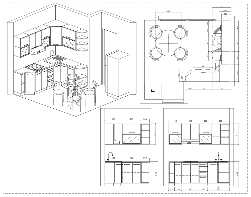 Эскиз кухни чертеж