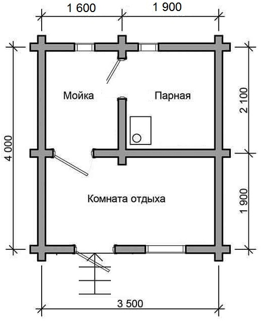 План бани 5 на 3 схема чертежи
