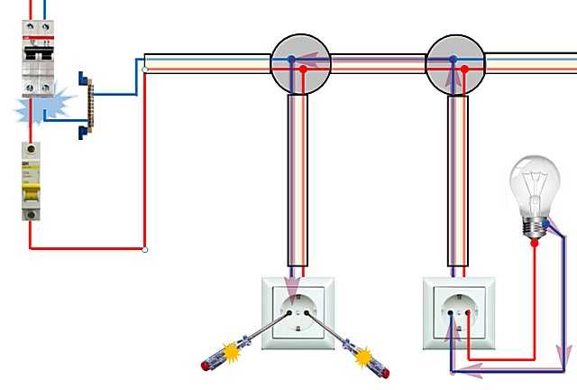 Схема подключения розетка лампа