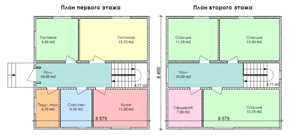 Проект 8 на 8 двухэтажный