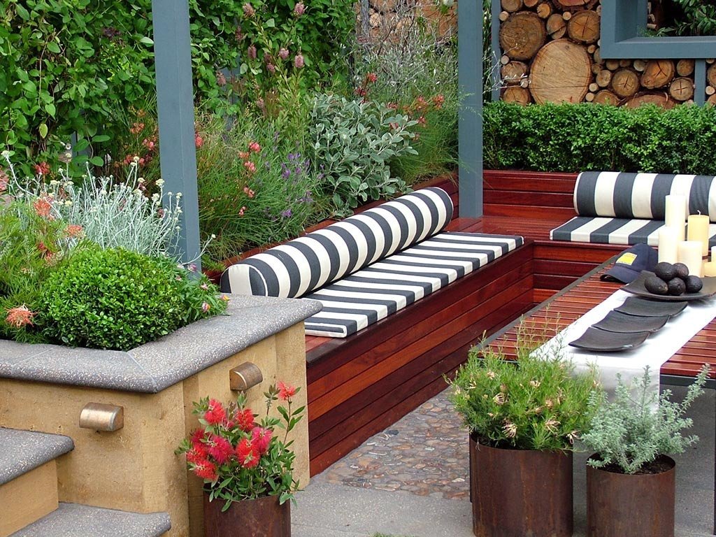 Скамейка в саду ландшафтный дизайн фото