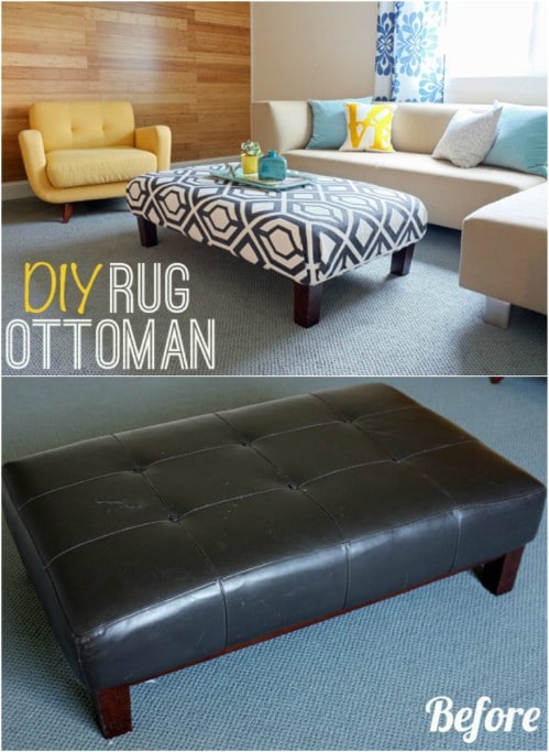 DIY Upcycled Rug Ottoman