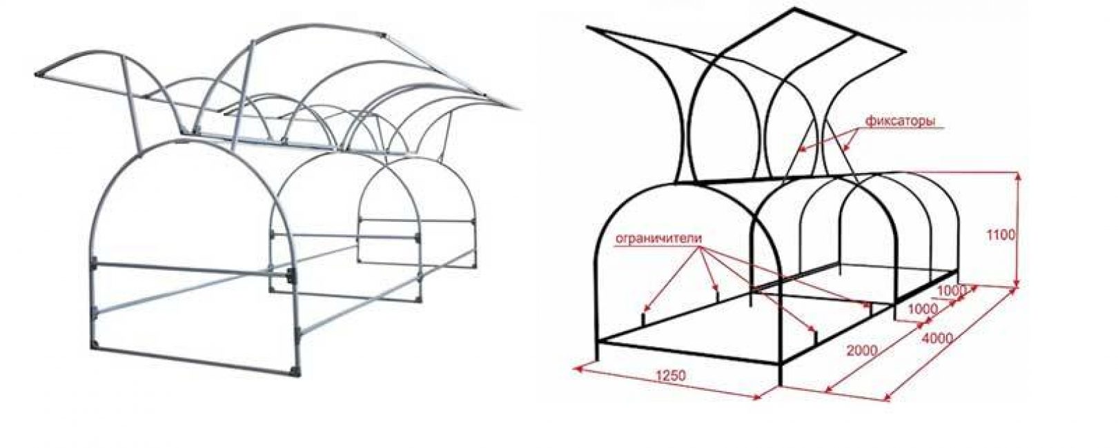 Парник из профильной трубы размеры чертежи