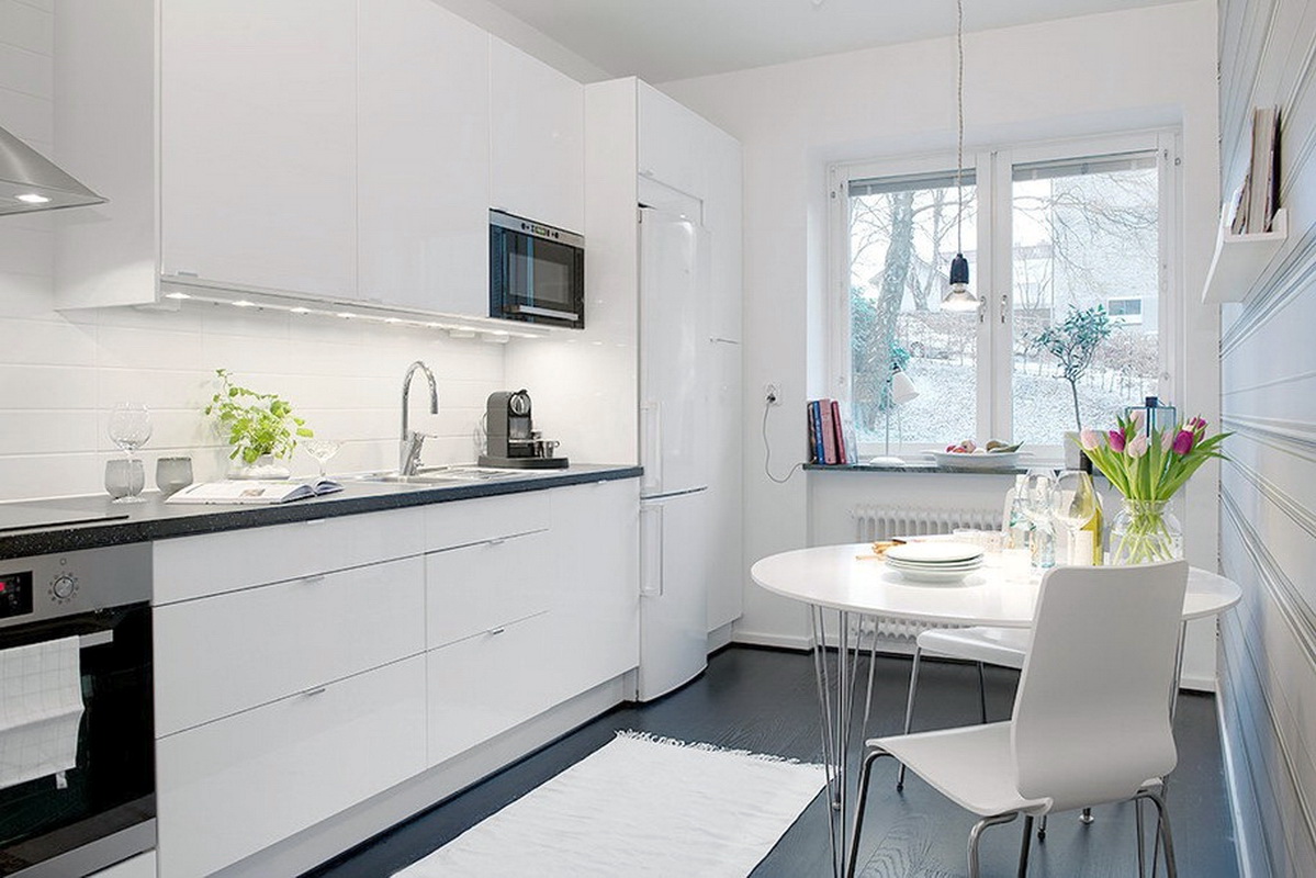 кухня дизайн в квартире белая