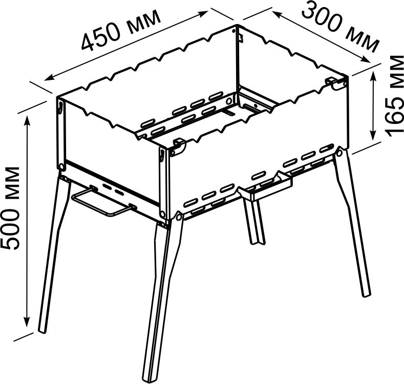 Чертеж с размерами мангала с казаном