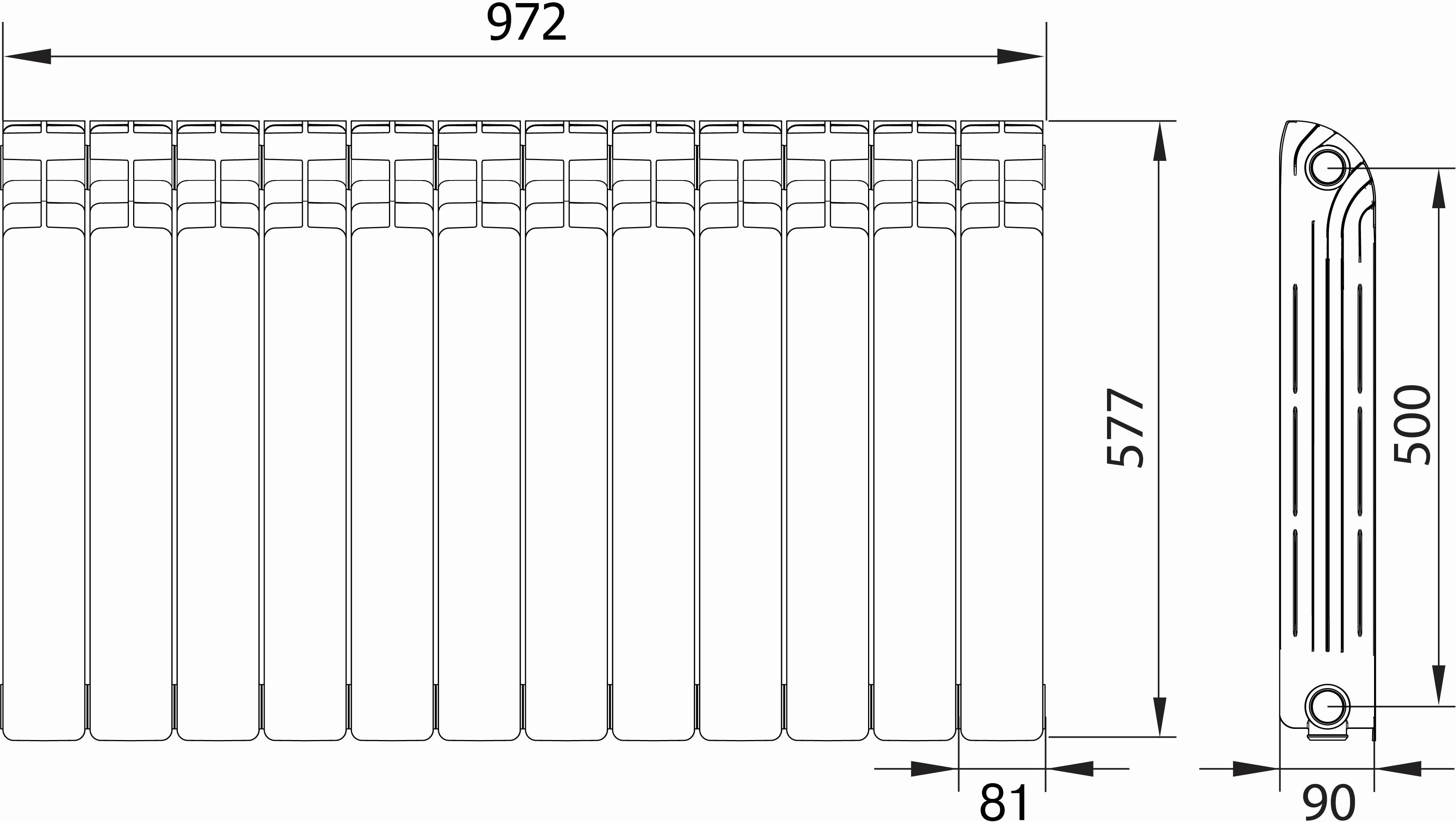 Радиатор equation 500/100, 8 cекций Биметалл