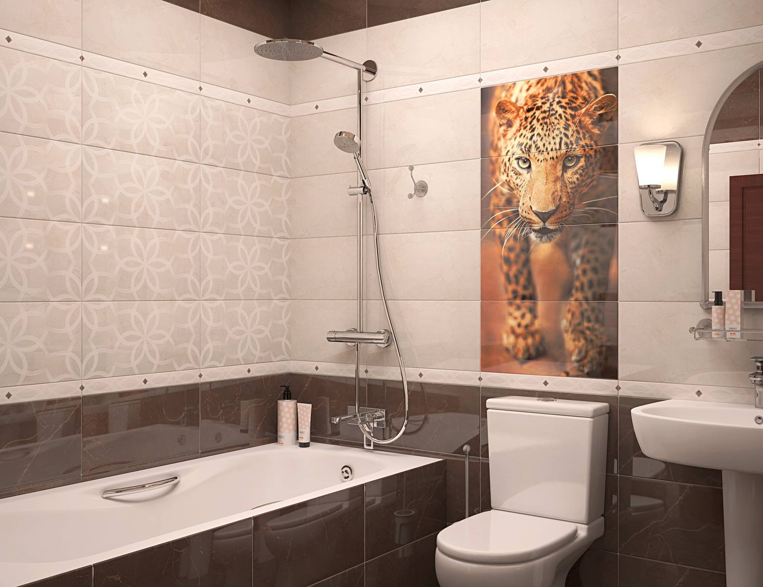 Какую ванную лучше купить плитку. Leopard s/4 панно коричневый 996*500 (из 4-х плиток) sw9leo21. Плитка в ванную комнату. Панно для ванной комнаты. Кафельная плитка для ванной комнаты.