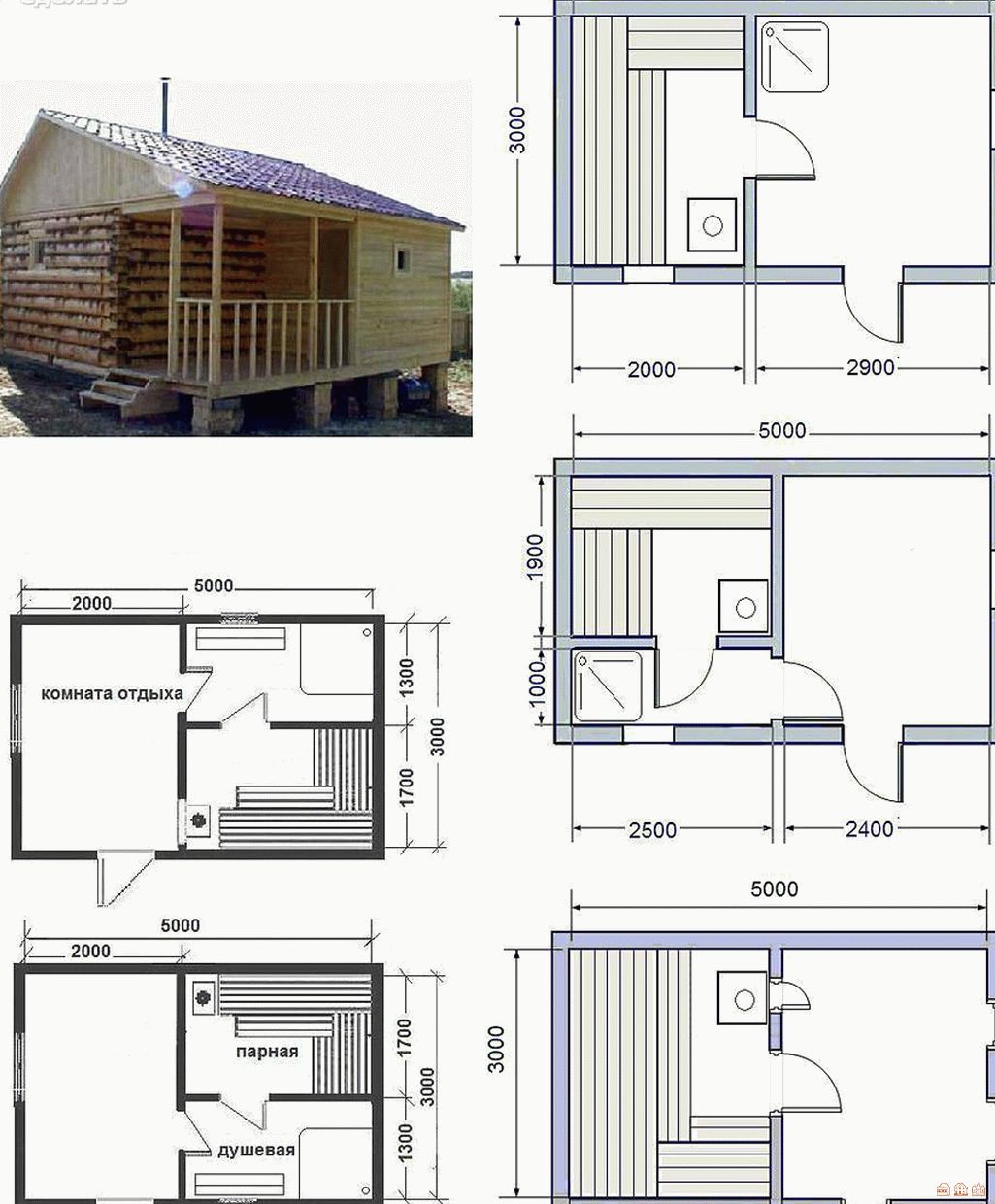 Планировка бани 3х5