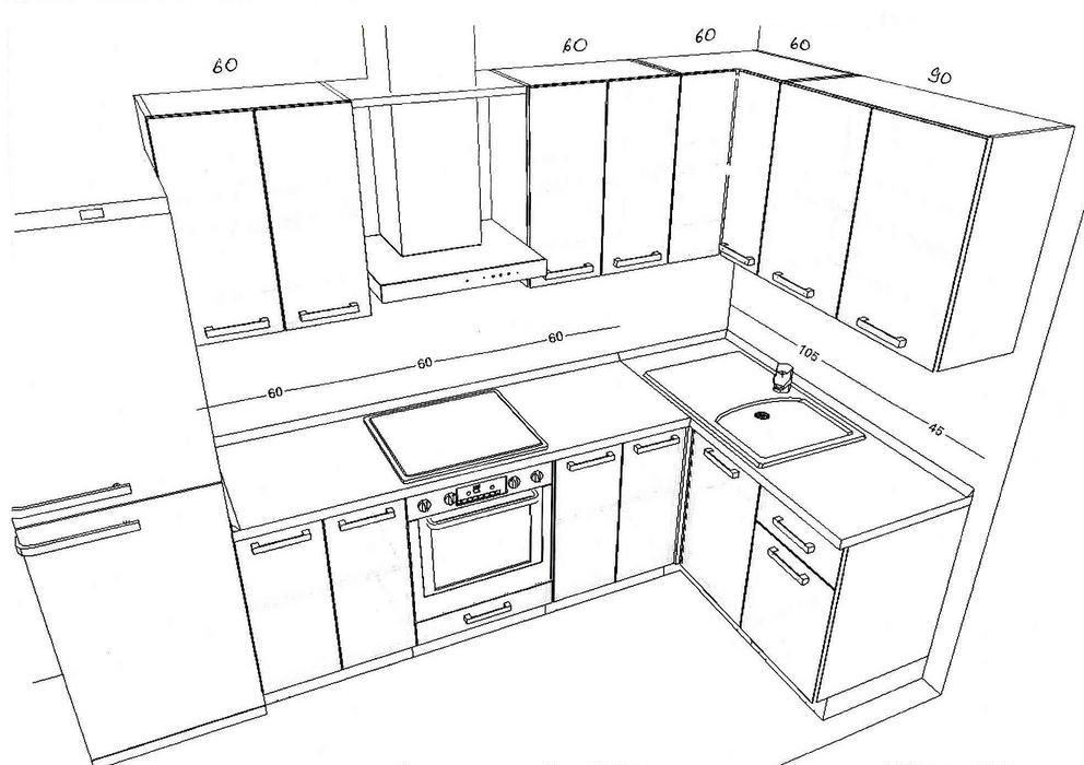 Кухонный гарнитур угловой своими руками чертежи и схемы для маленькой кухни