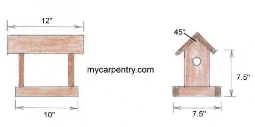 Чертеж кормушки для птиц из дерева с размерами