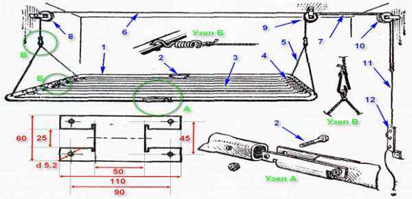 Подвес лодки пвх в гараже схема